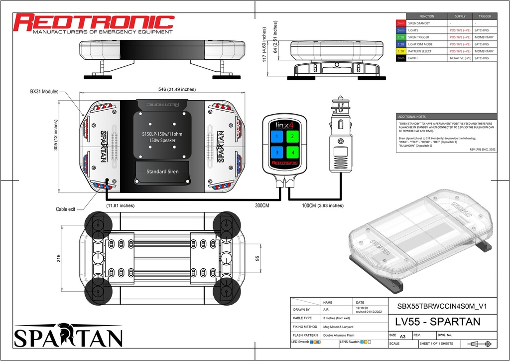 Spartan Lightbar - 23.5''/55cm (USA EMS & Fire Specification)